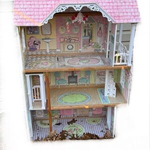 Charming Pink Dollhouse with Accessories